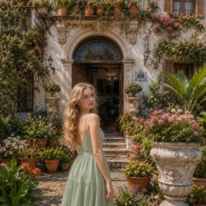 AI image edit returning to a green sundress